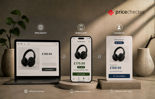 tracking price variations across web, app, and logged-in states